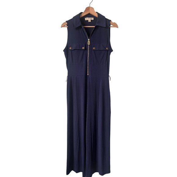 MICHAEL Michael Kors Navy Blue Jumpsuit Cropped Jumper Size S - Picture 1 of 8